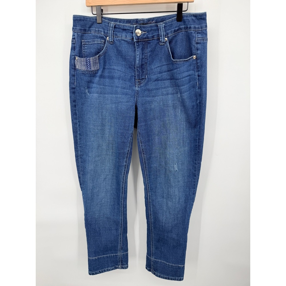 Melissa McCarthy Seven7 Jeans Women 14W Blue Good Cropped Woven Pocket Detail